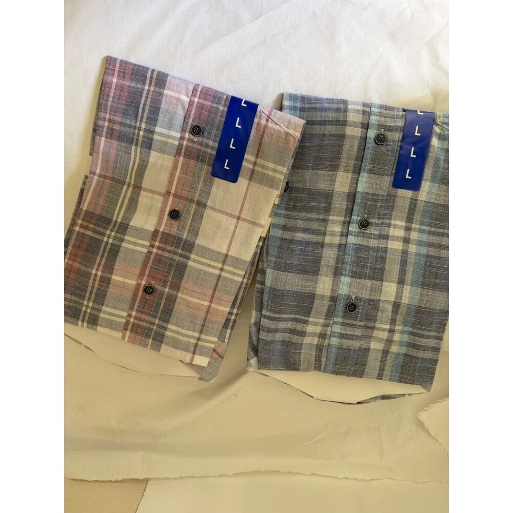 Original Weatherproof Vintage Men's Plaid Button Down Shirt Size L NWT Lot 2 SS - Picture 2 of 6